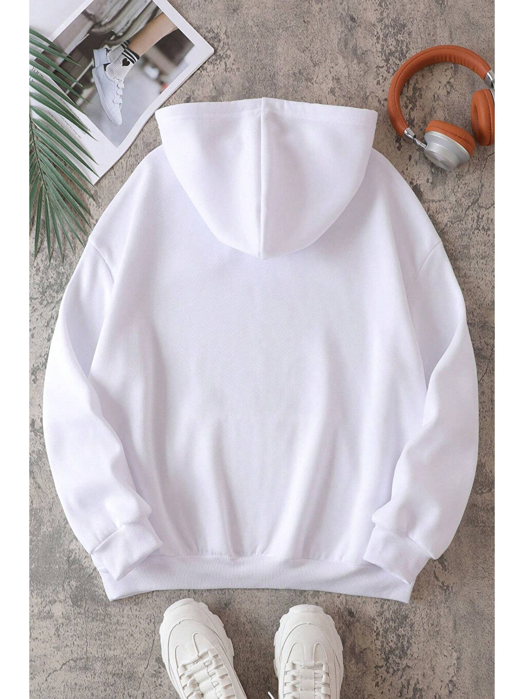 uyguntarz Beyaz California Baskılı Oversize Sweatshirt - 1