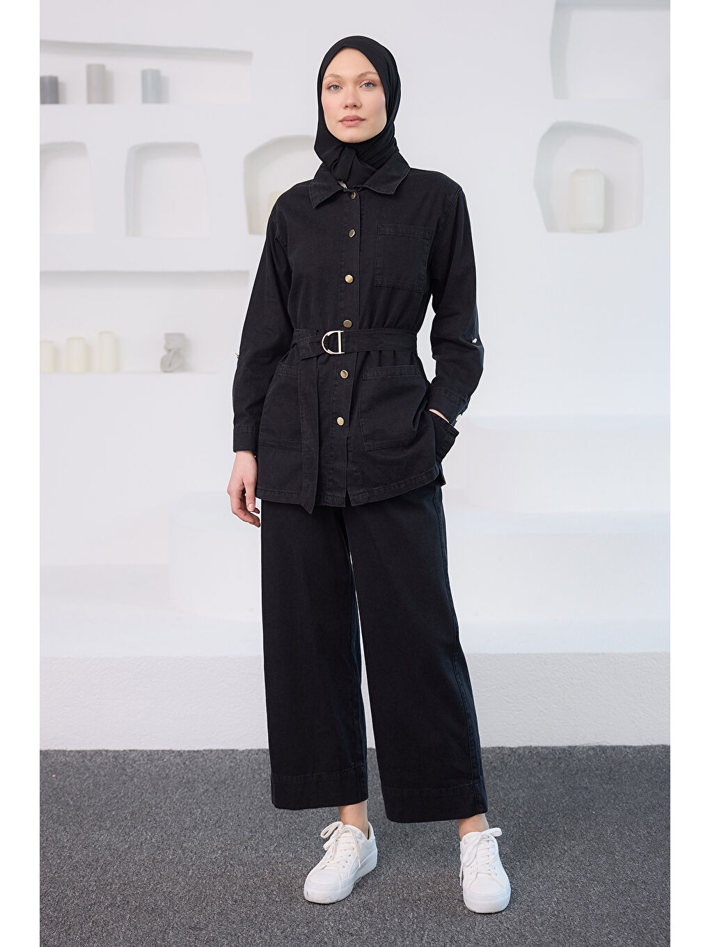 Kadın Rins Yıkama İkili Takım Siyah-1