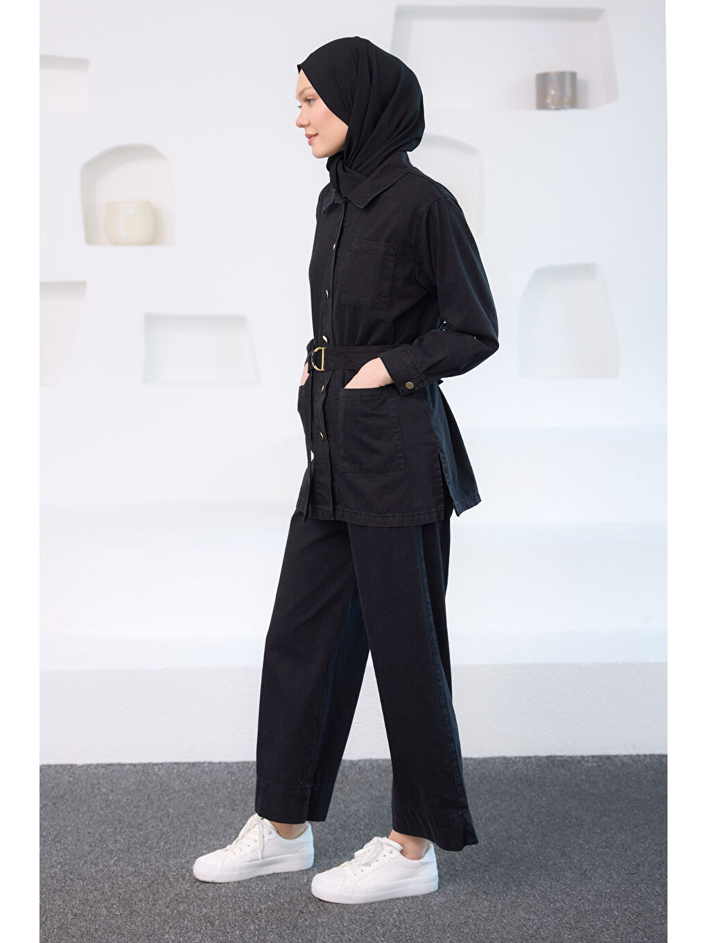 Kadın Rins Yıkama İkili Takım Siyah-2