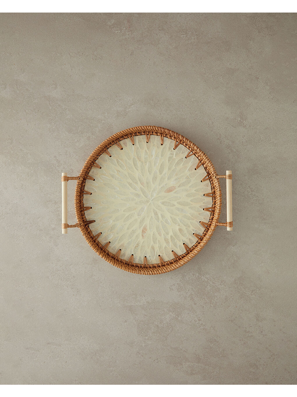 Beatrice Sedefli Rattan Tepsi Kahverengi-1