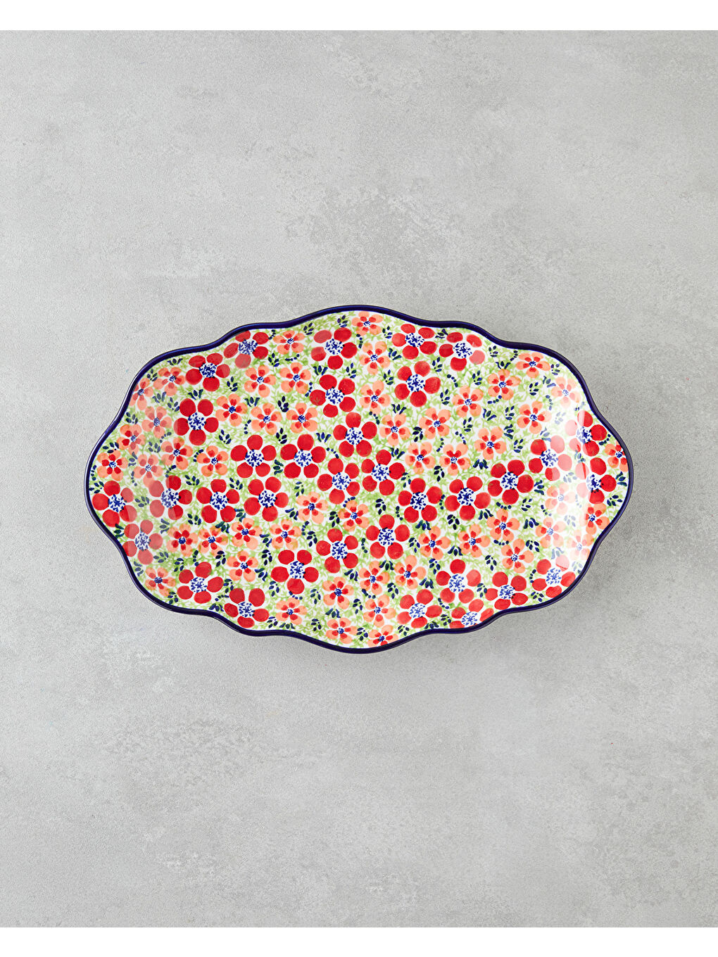 Beyaz Botanic Stoneware Kayık Tabak 35 cm Renkli-1