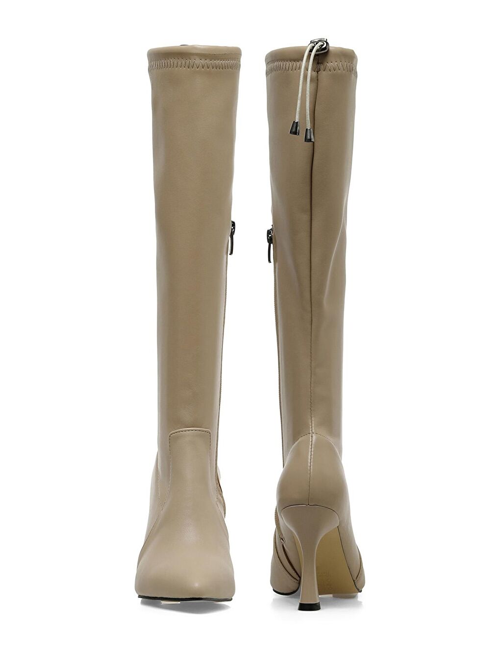 Bej SCARLET 3PR Krem Kadın Topuklu Çizme-3