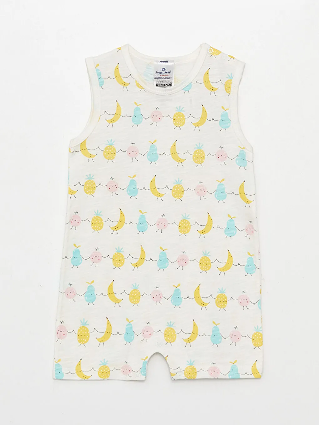 Ekru Bisiklet Yaka Baskılı Kız Bebek Tulum