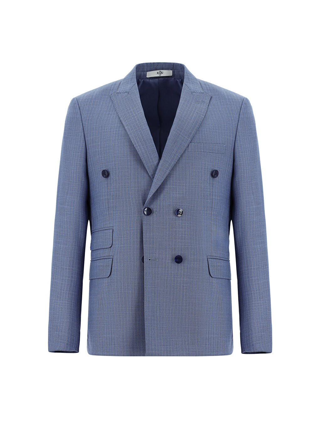 Mavi Regular Fit Çizgili Kruvaze Takım Elbise-1