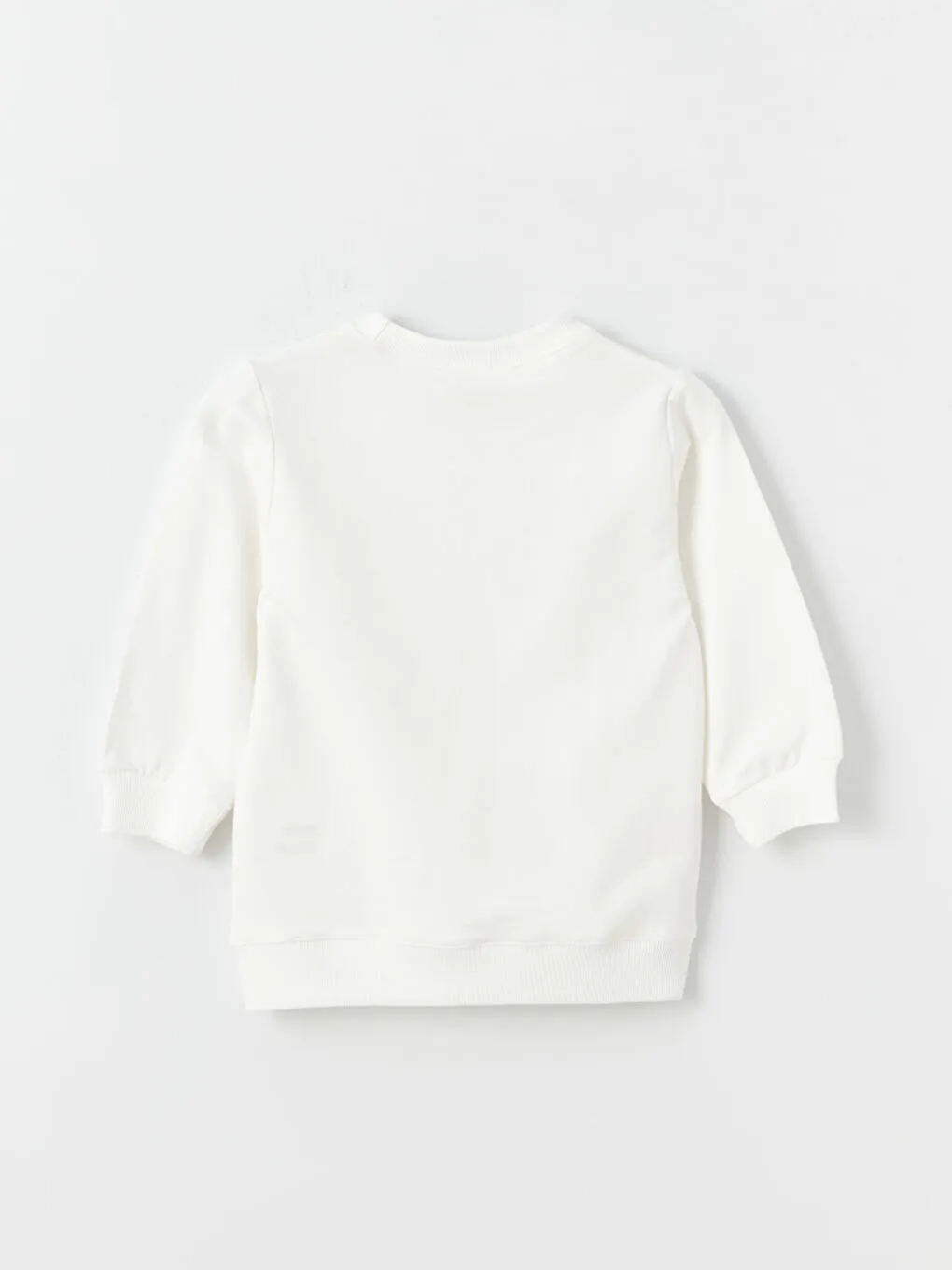 Ekru Bisiklet Yaka Kız Bebek Sweatshirt ve Eşofman Alt 2'li Takım-2