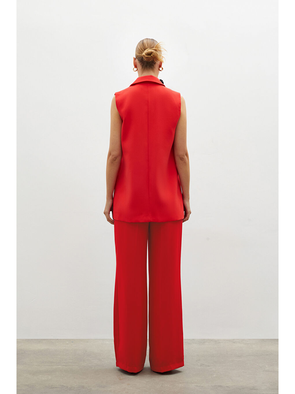 Düğme Detaylı Salaş Yelek - Mercan-6