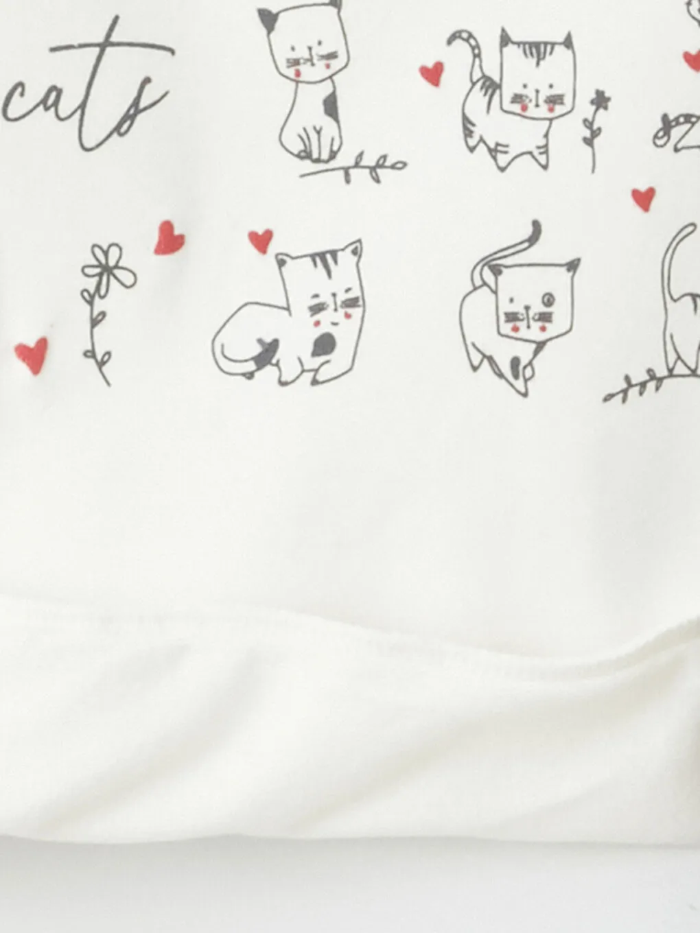 Ekru Bisiklet Yaka Kız Bebek Sweatshirt ve Eşofman Alt 2'li Takım-5