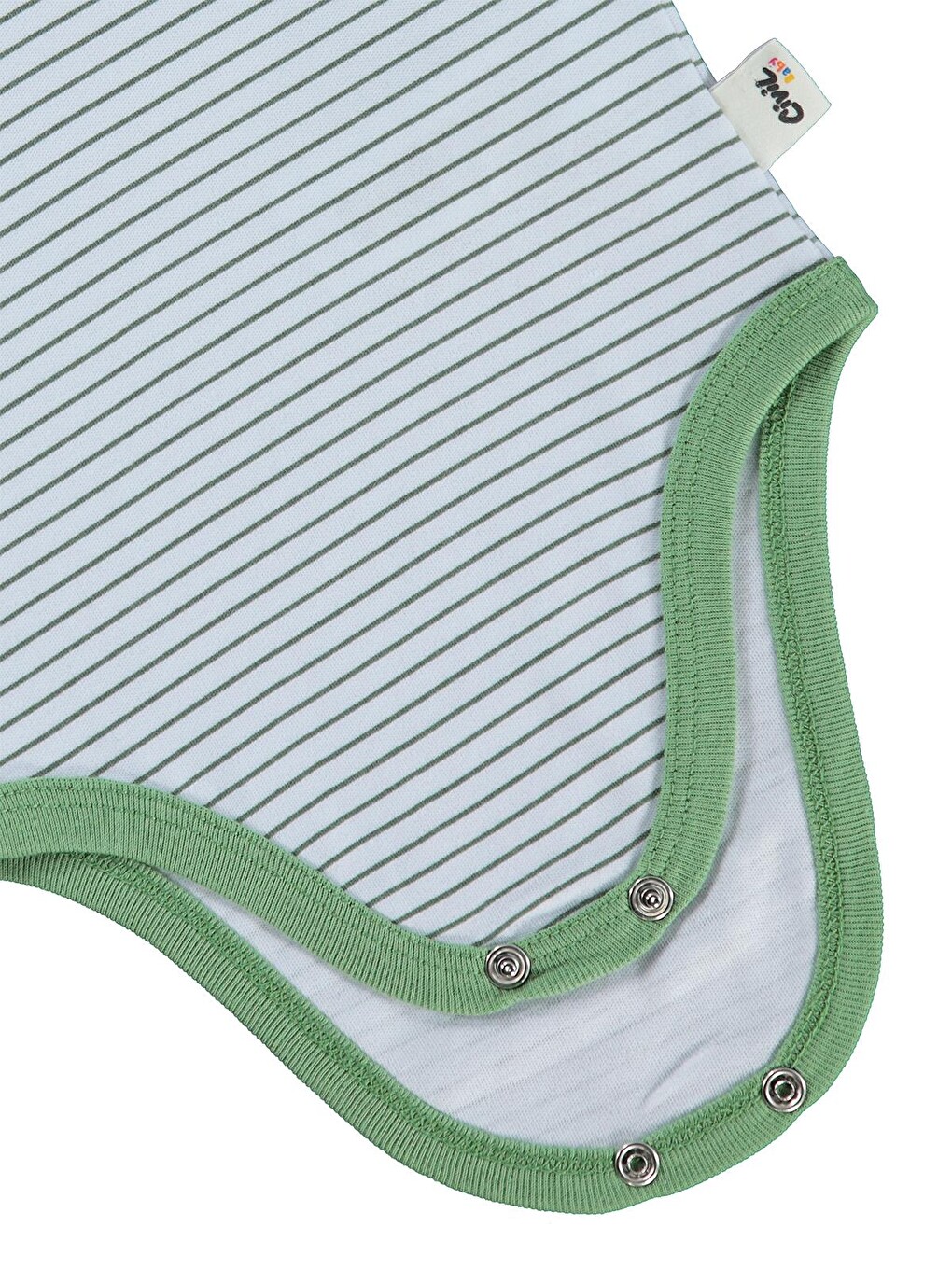 Baby Çizgili 3-36 Ay Çıtçıtlı Badi - Haki-1