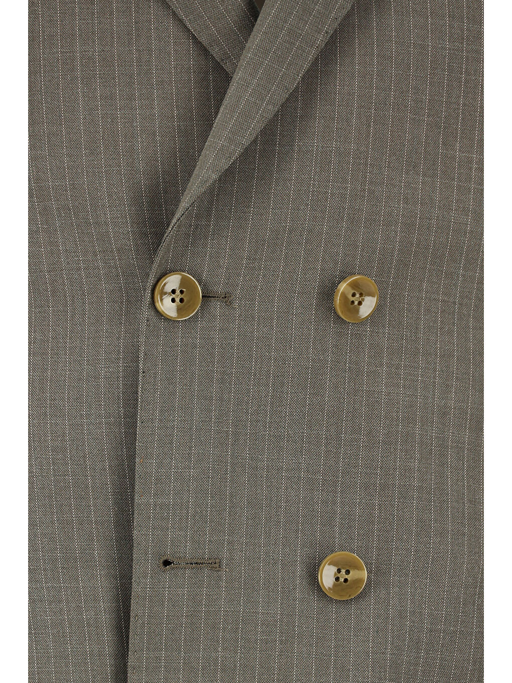 Kahverengi Super Slim Fit Ekstra Dar Kesim Çizgili Kruvaze Takım Elbise-3