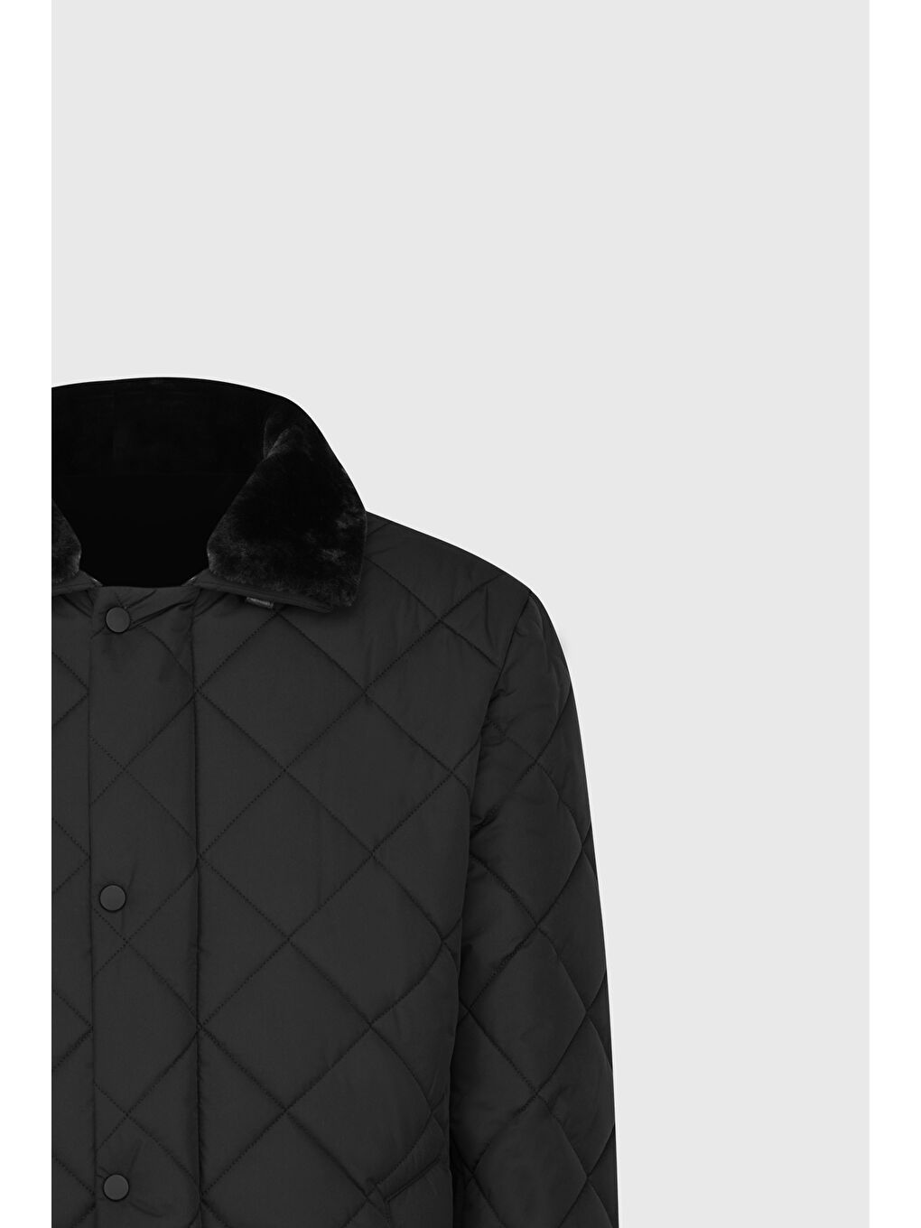 Erkek Siyah Standart Fit Normal Kesim Dik Yaka Yan Cepli Kapitone Mont-8