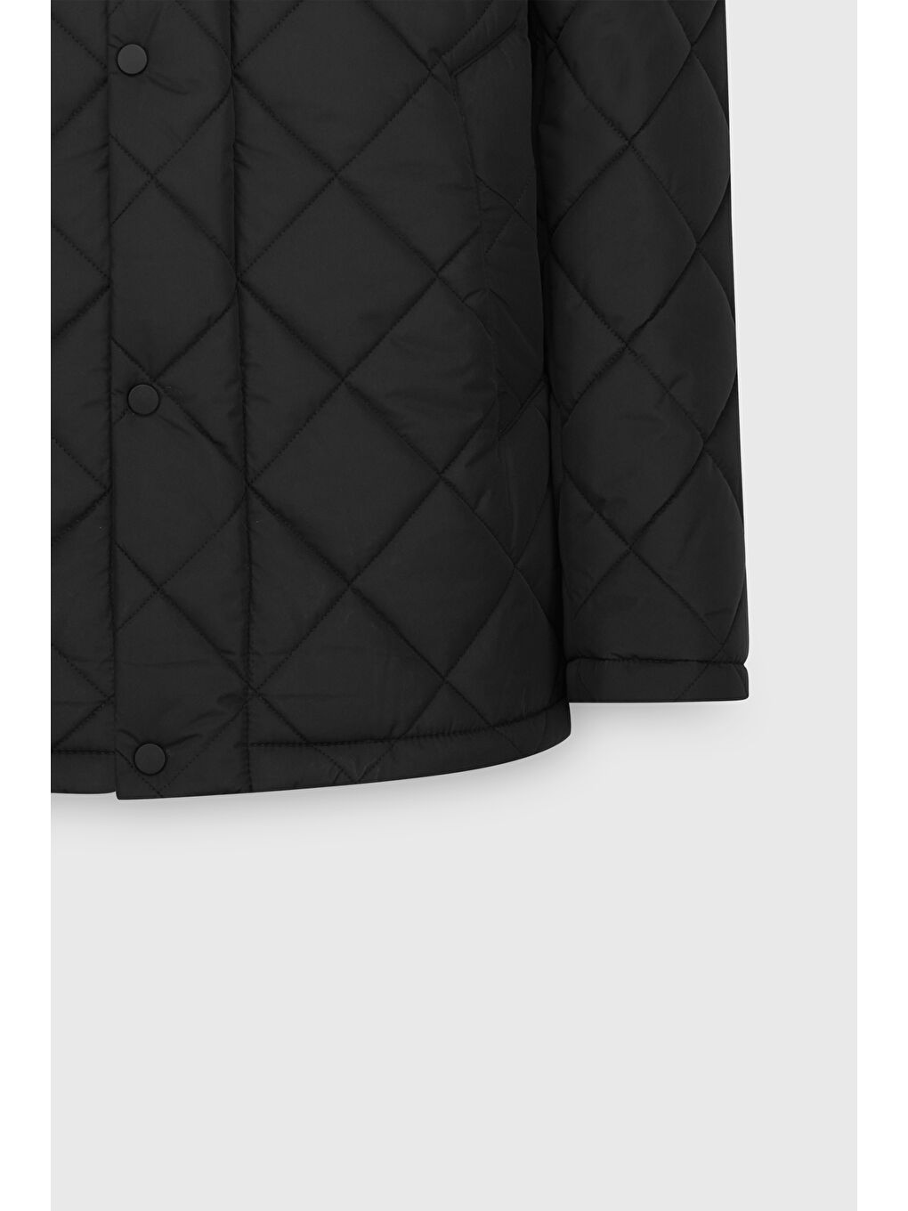 Erkek Siyah Standart Fit Normal Kesim Dik Yaka Yan Cepli Kapitone Mont-9