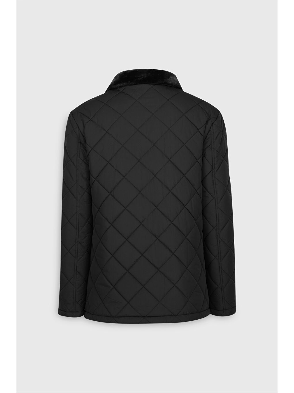 Erkek Siyah Standart Fit Normal Kesim Dik Yaka Yan Cepli Kapitone Mont-10