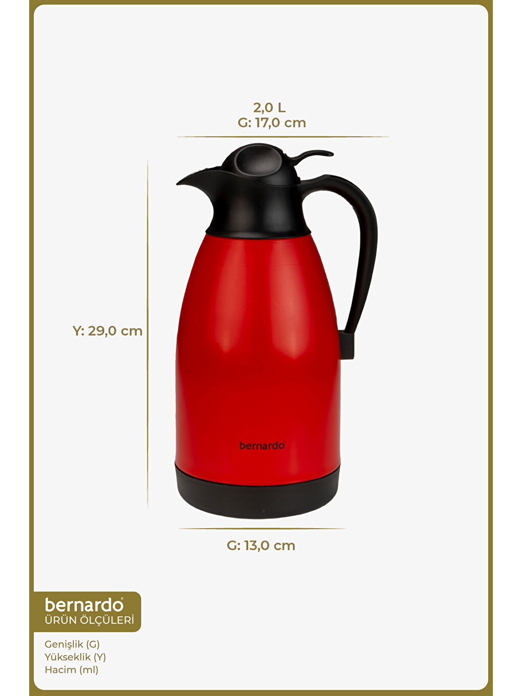 Grandio Çelik Termos Kırmızı 2 Litre-1