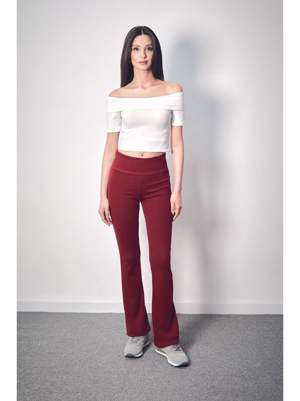 Beyaz Basic Madonna Yaka Bluz-2