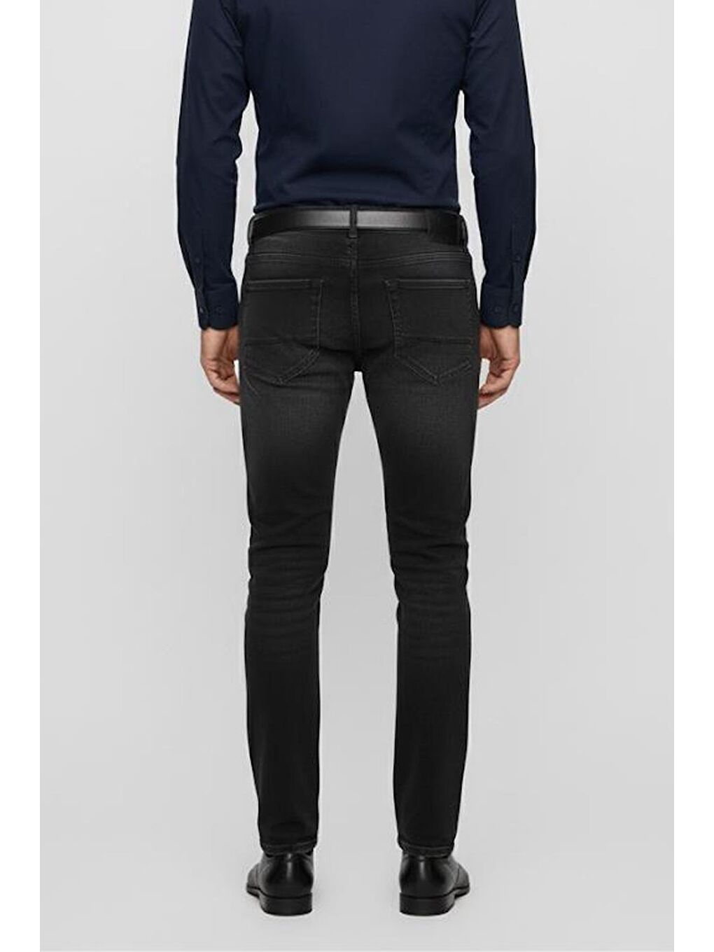 Erkek Siyah Dokuma Jean Pantolon-1