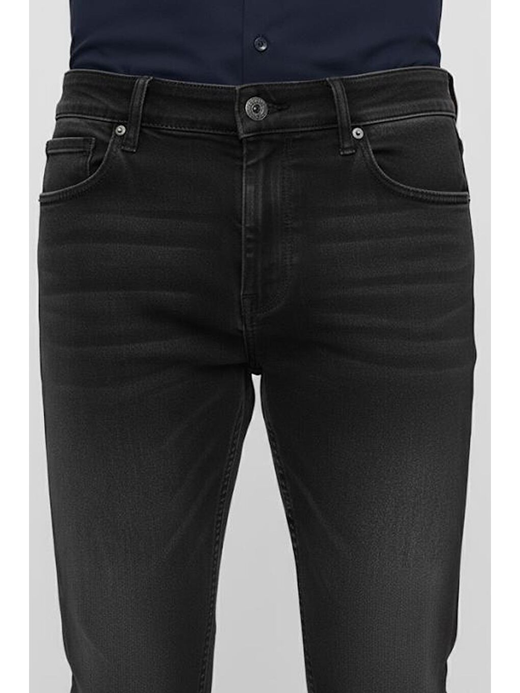 Erkek Siyah Dokuma Jean Pantolon-2