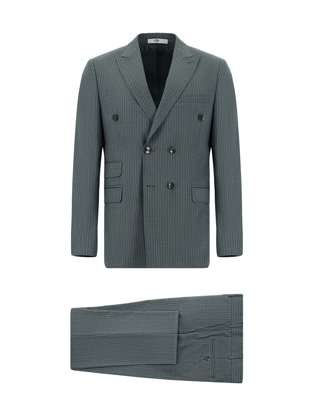 Petrol Super Slim Fit Ekstra Dar Kesim Çizgili Kruvaze Takım Elbise