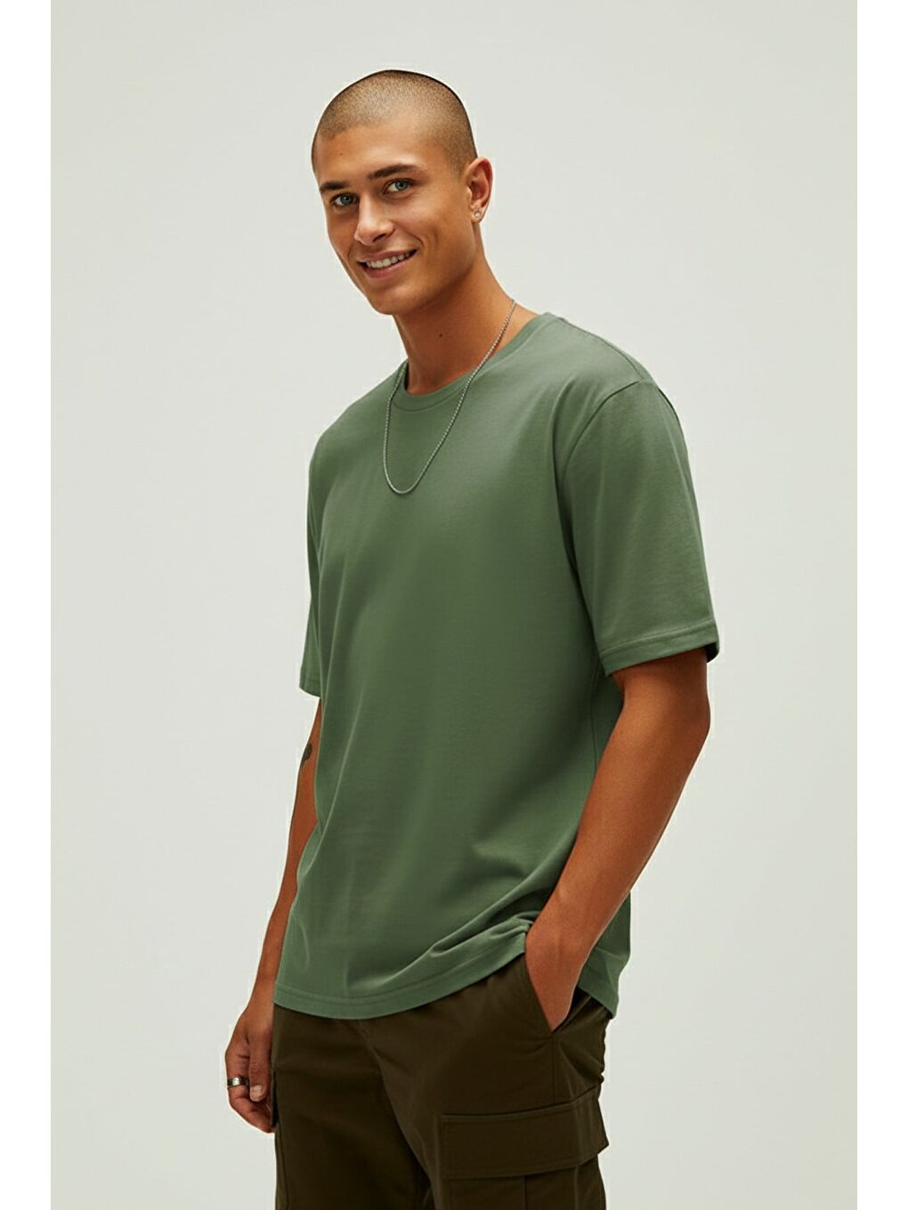 Routıne Haki Basic Erkek Tişört-1