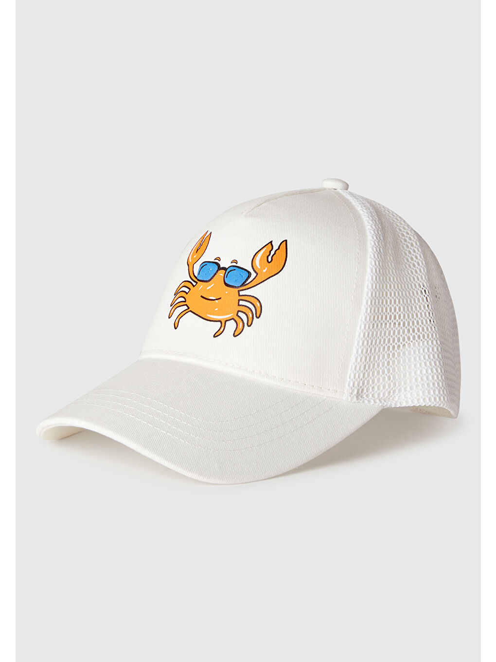 Erkek Çocuk Beyaz Önü Grafik Baskılı Arkası Fileli Ayarlanabilir Kep Şapka