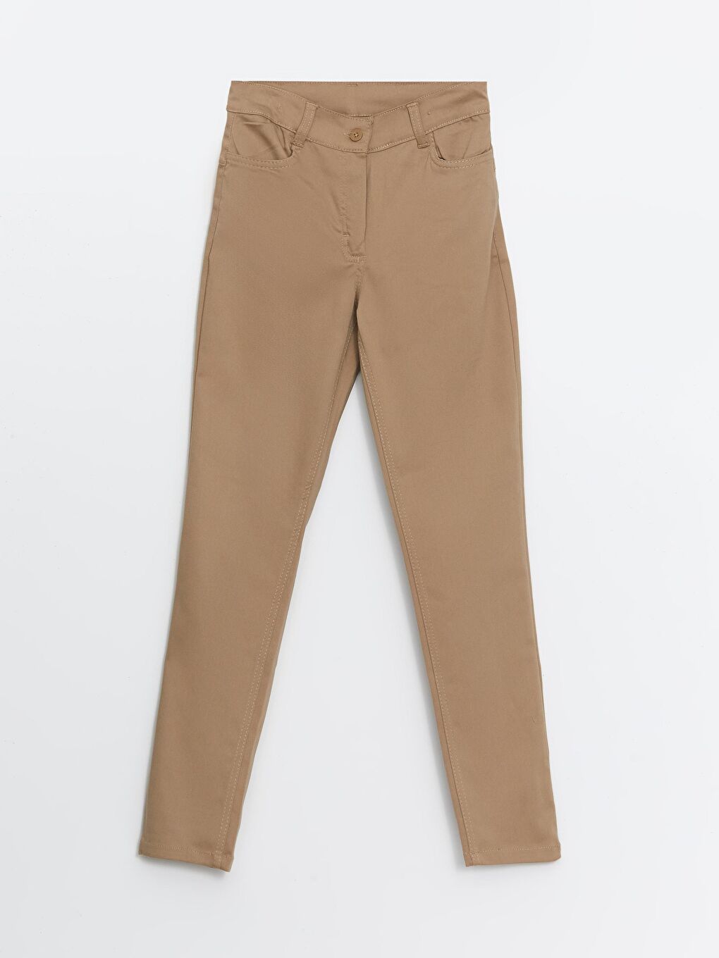 Bej Ayar Lastikli  Okul Pantolonu