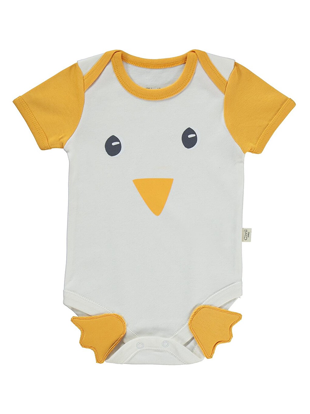 Sarı Baby Ördek Baskılı 2'li Set 3-18 Ay Çıtçıtlı Badi - Turuncu-3