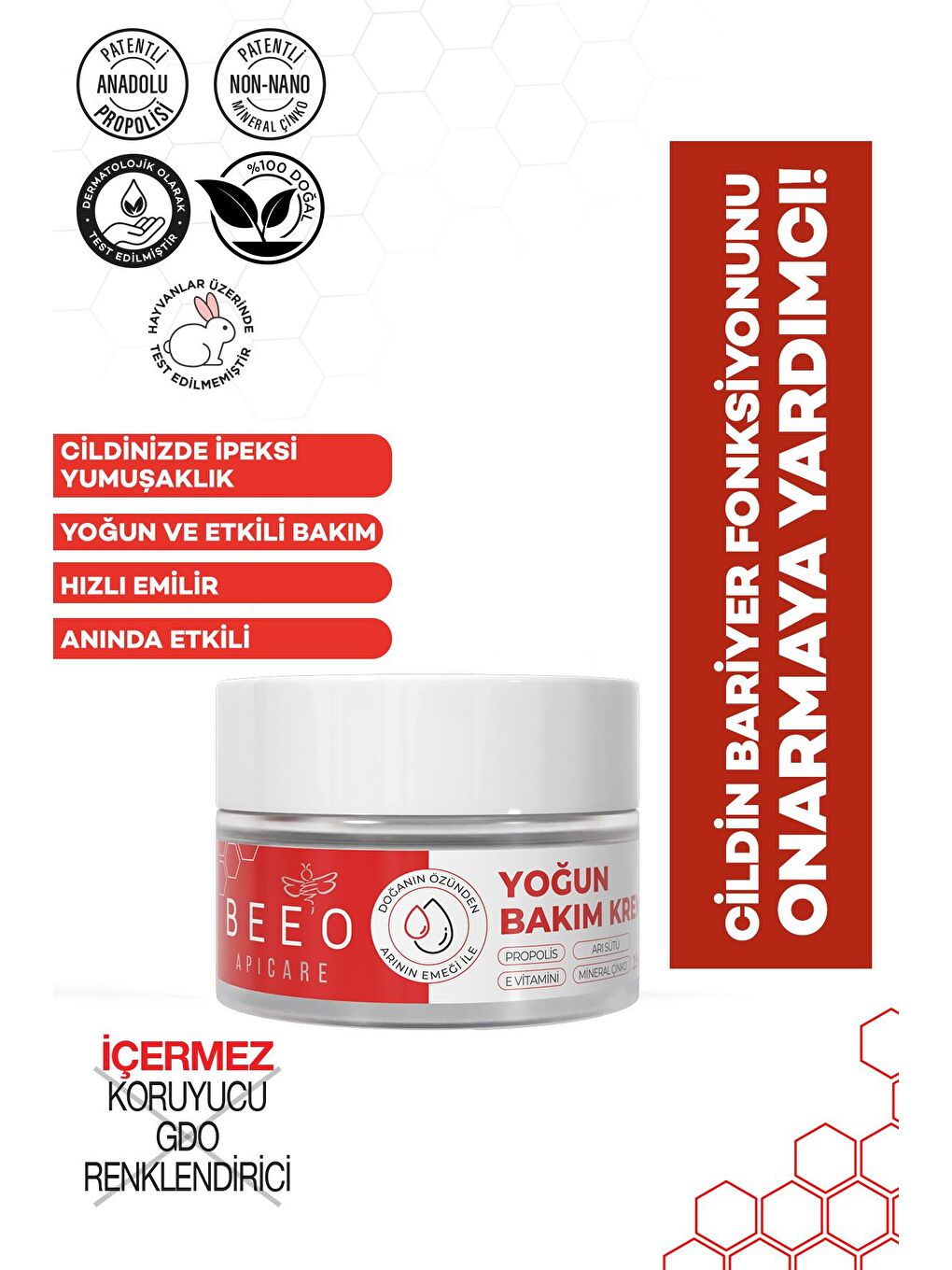 bee'o propolis Renksiz 2'li S.O.S Yoğun Nemlendiricili Bakım Kremi 15 ml