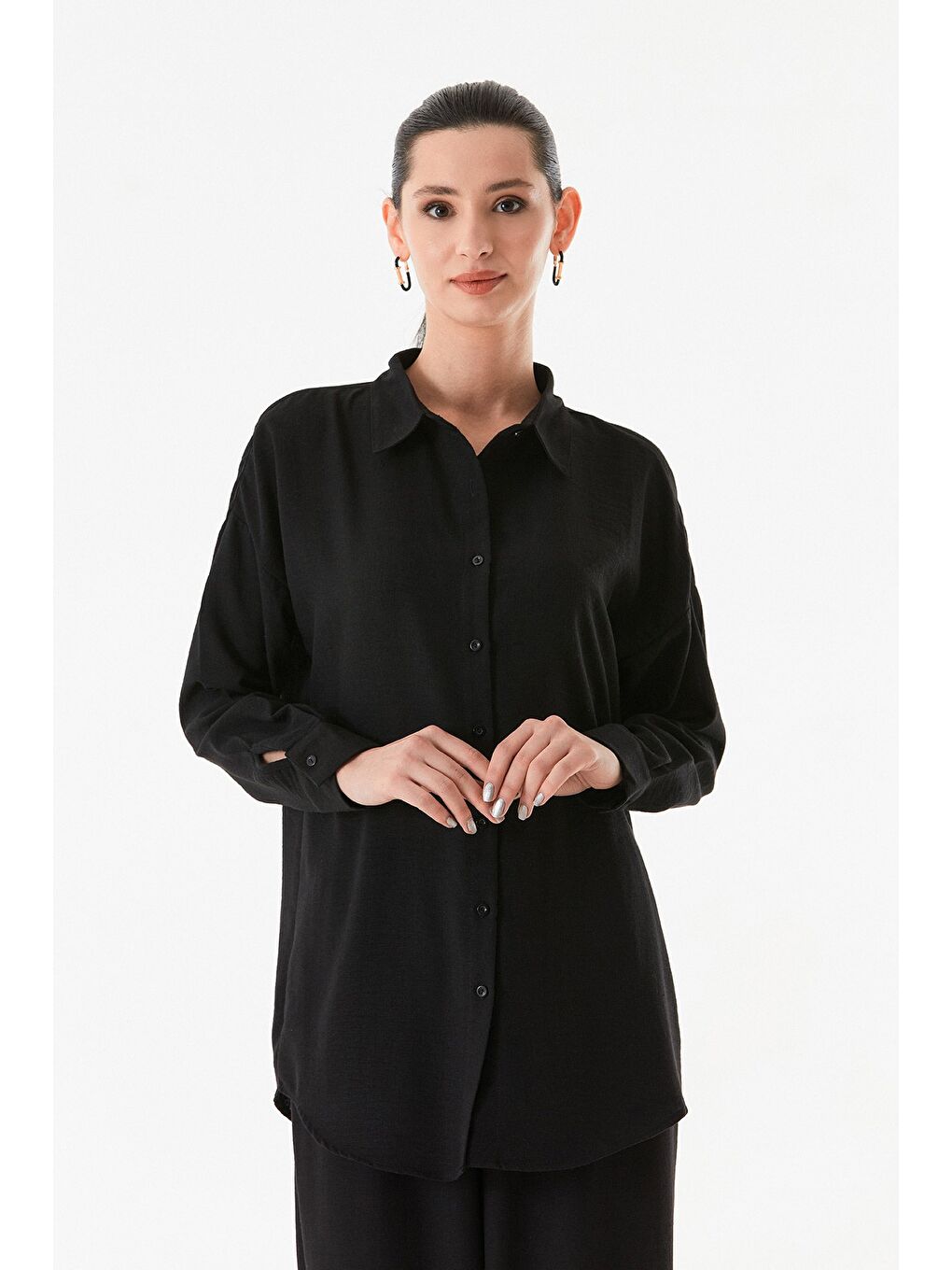 Siyah Fullamodest Basic İkili Keten Takım-3