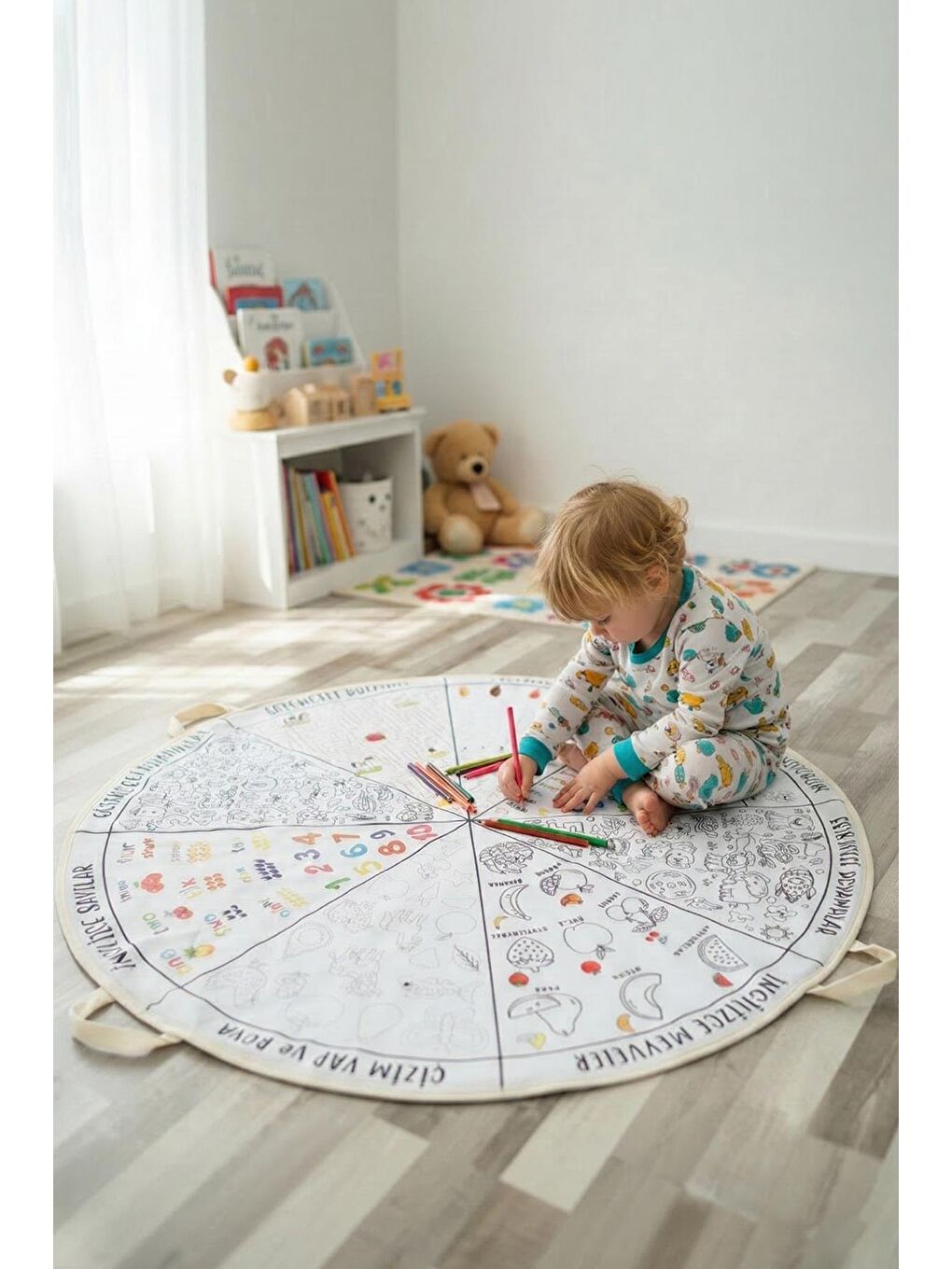 Eğitici Oyun Halısı Silinebilir Boyama Matı Doğum Günü Hediyesi Kreş Aktivite Zemin-1