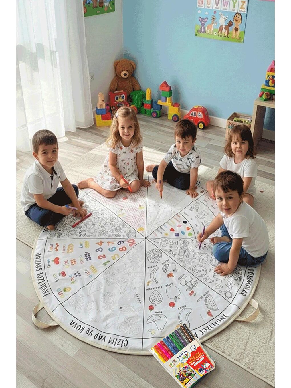 Eğitici Oyun Halısı Silinebilir Boyama Matı Doğum Günü Hediyesi Kreş Aktivite Zemin-2
