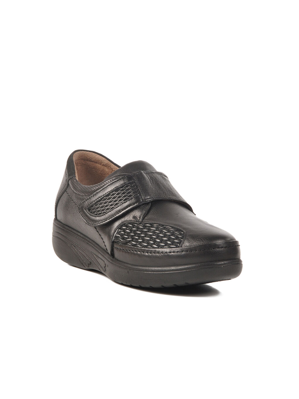 Siyah Hakiki Deri Cırtlı Anatomik Kadın Casual Ayakkabı 42633 Z-2