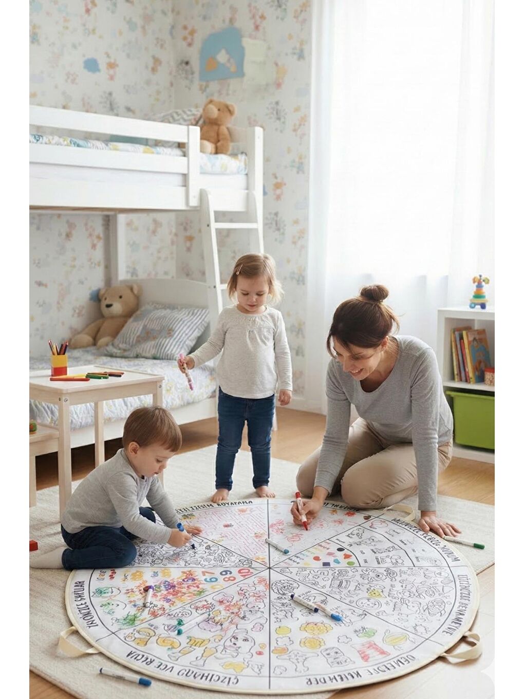 Eğitici Oyun Halısı Silinebilir Boyama Matı Doğum Günü Hediyesi Kreş Aktivite Zemin-6