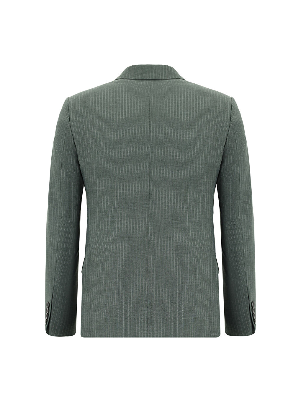 Yeşil Super Slim Fit Ekstra Dar Kesim Çizgili Kruvaze Takım Elbise-2