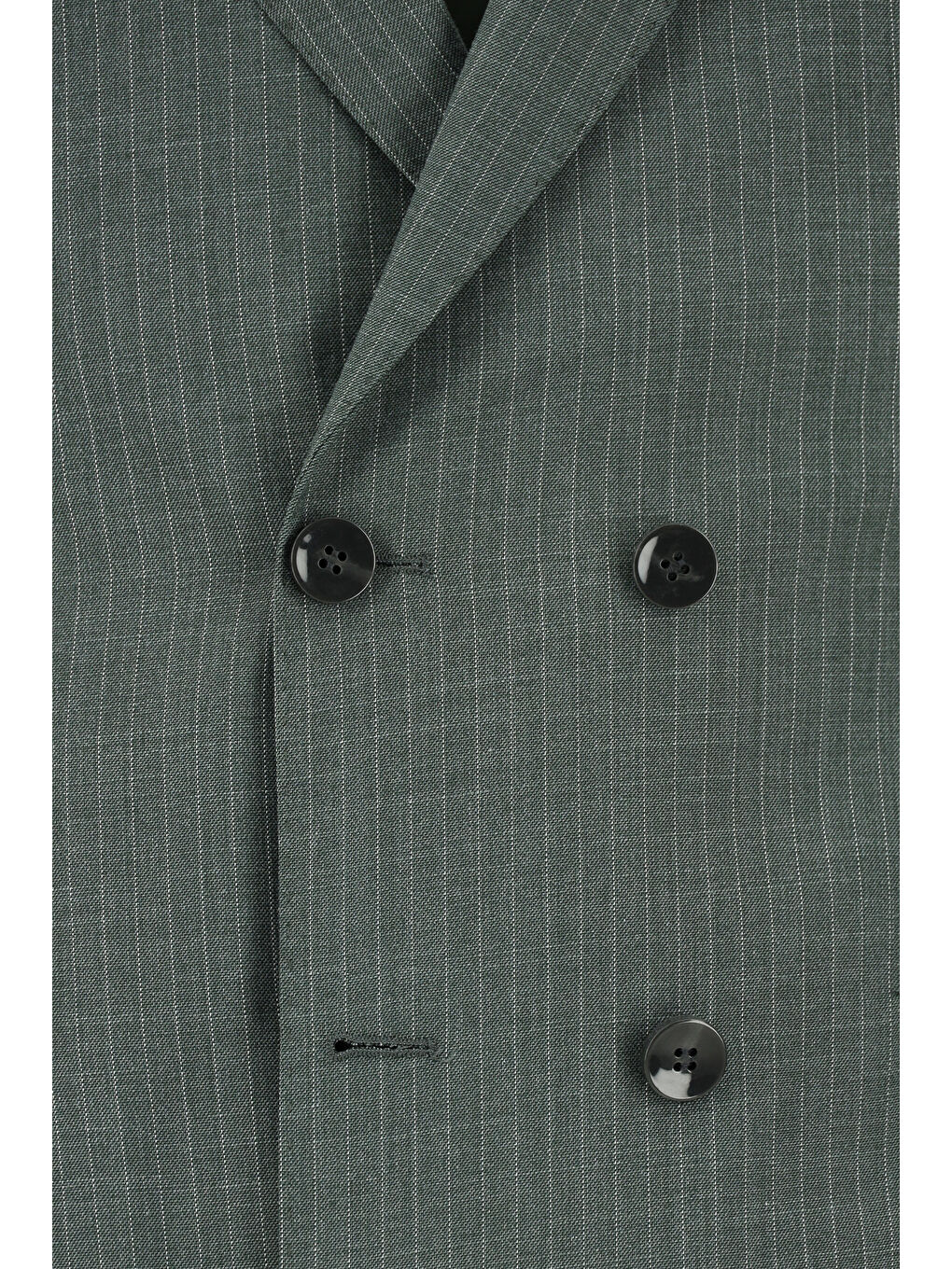 Yeşil Super Slim Fit Ekstra Dar Kesim Çizgili Kruvaze Takım Elbise-3