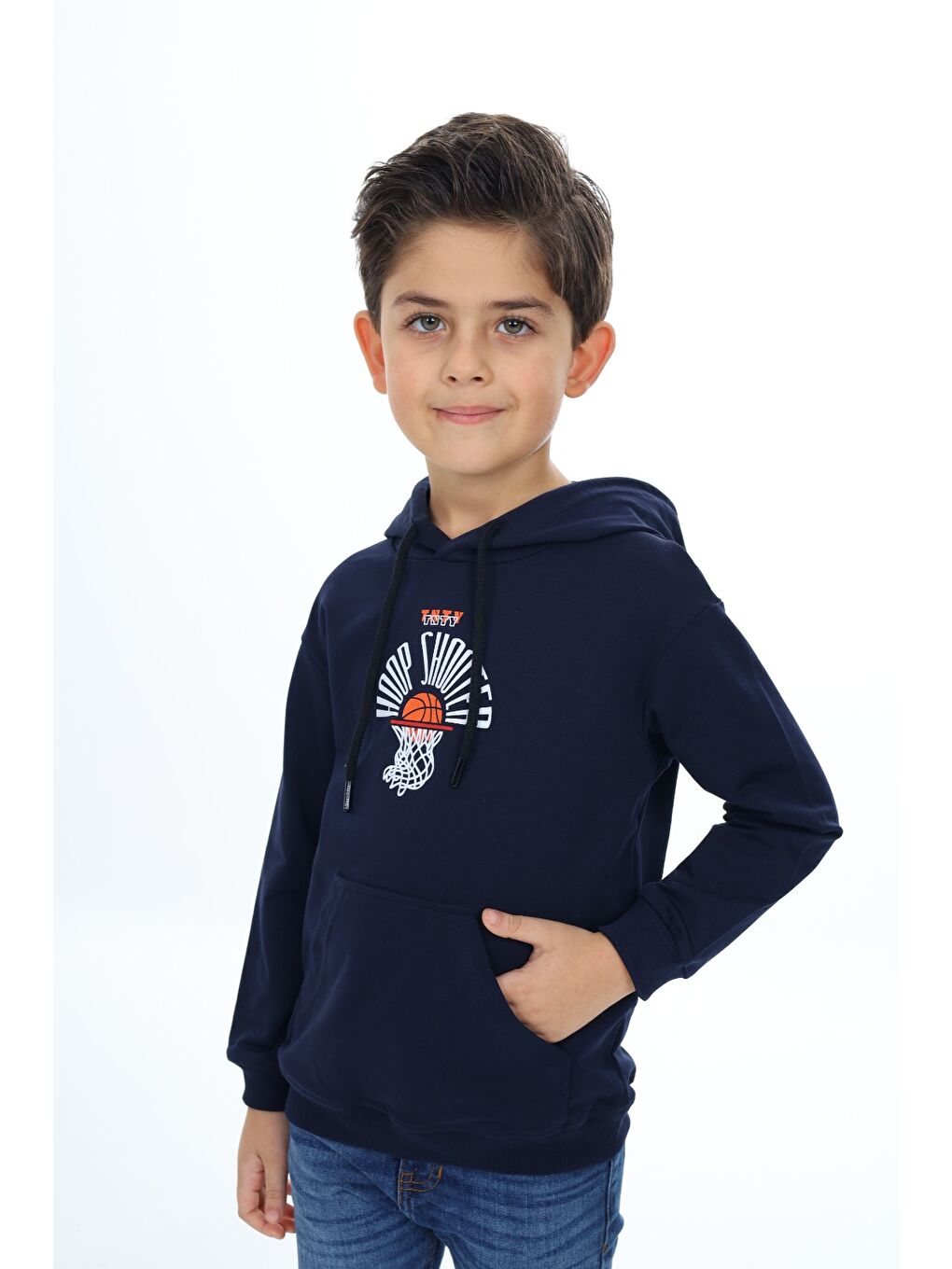 Lacivert Erkek Çocuk Baskılı Sweatshirt-1
