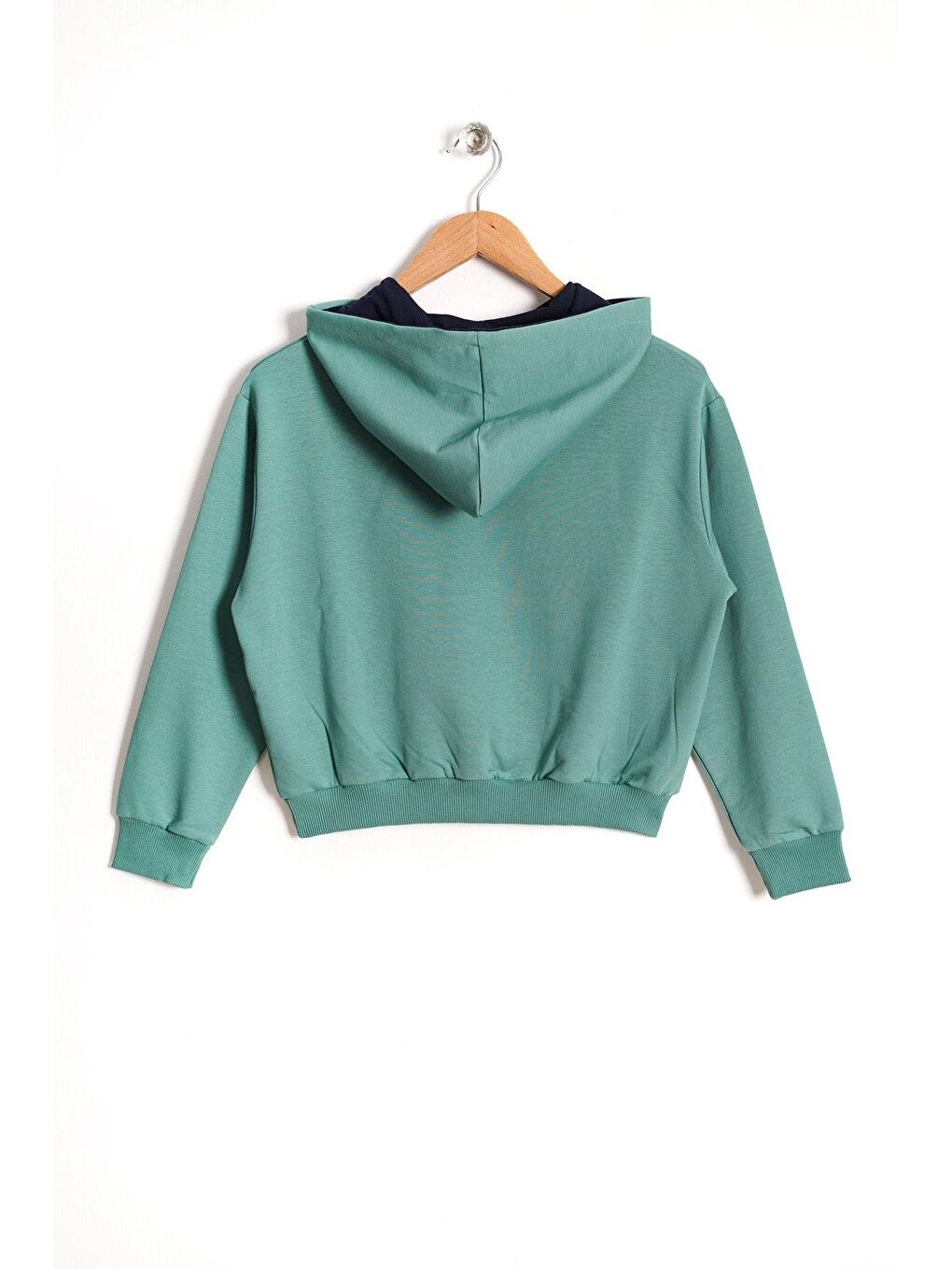 Yeşil Kapüşonlu Kız Çocuk Sweatshirt-1