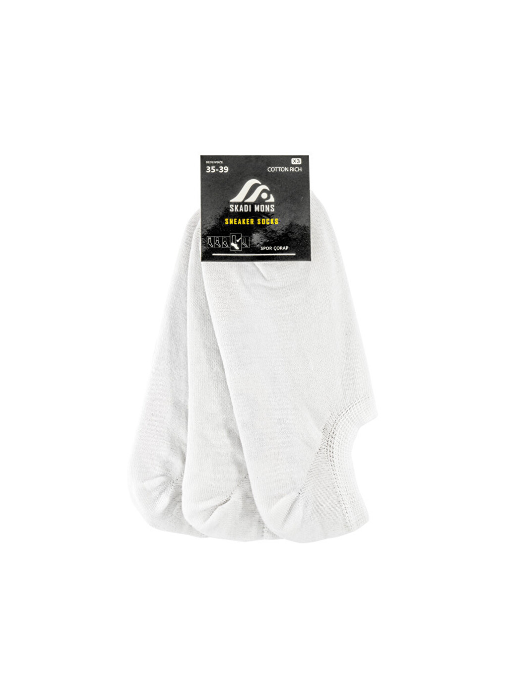 Sneaker 3 Pack Unisex Beyaz Çorap-1
