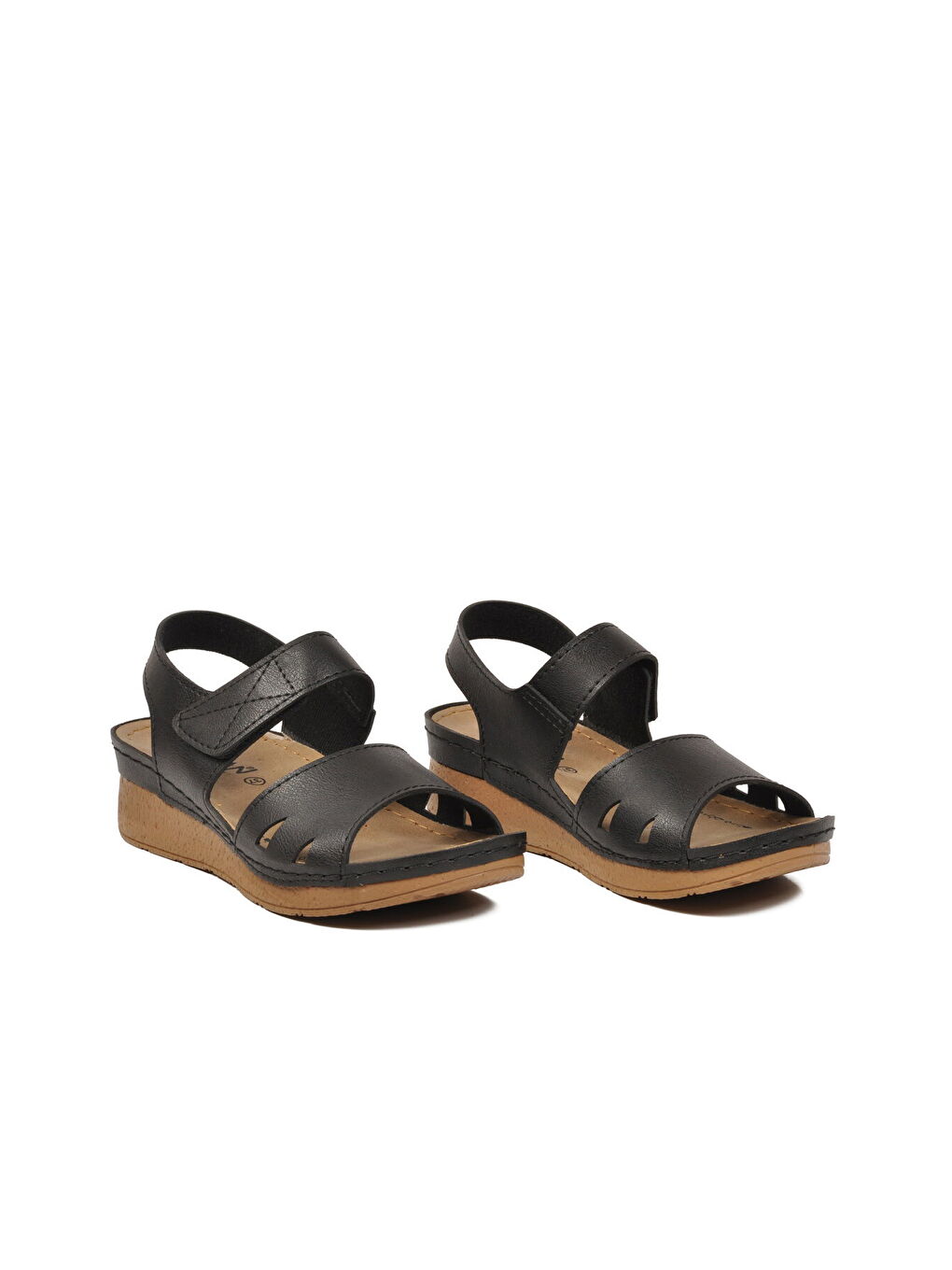 Siyah Hafif Cırtlı Anatomik Kadın Sandalet 101-990 Z-2