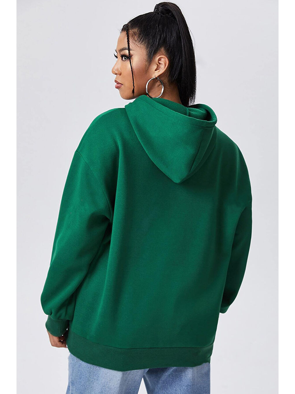 uyguntarz Yeşil California Baskılı Oversize Sweatshirt - 2