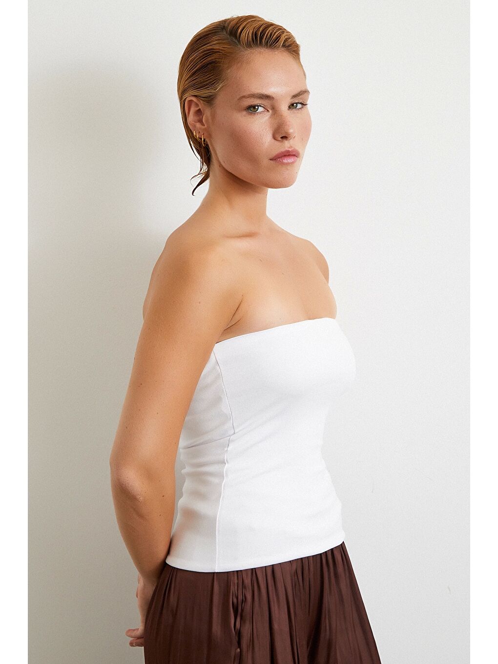 Straplez Top Beyaz-3