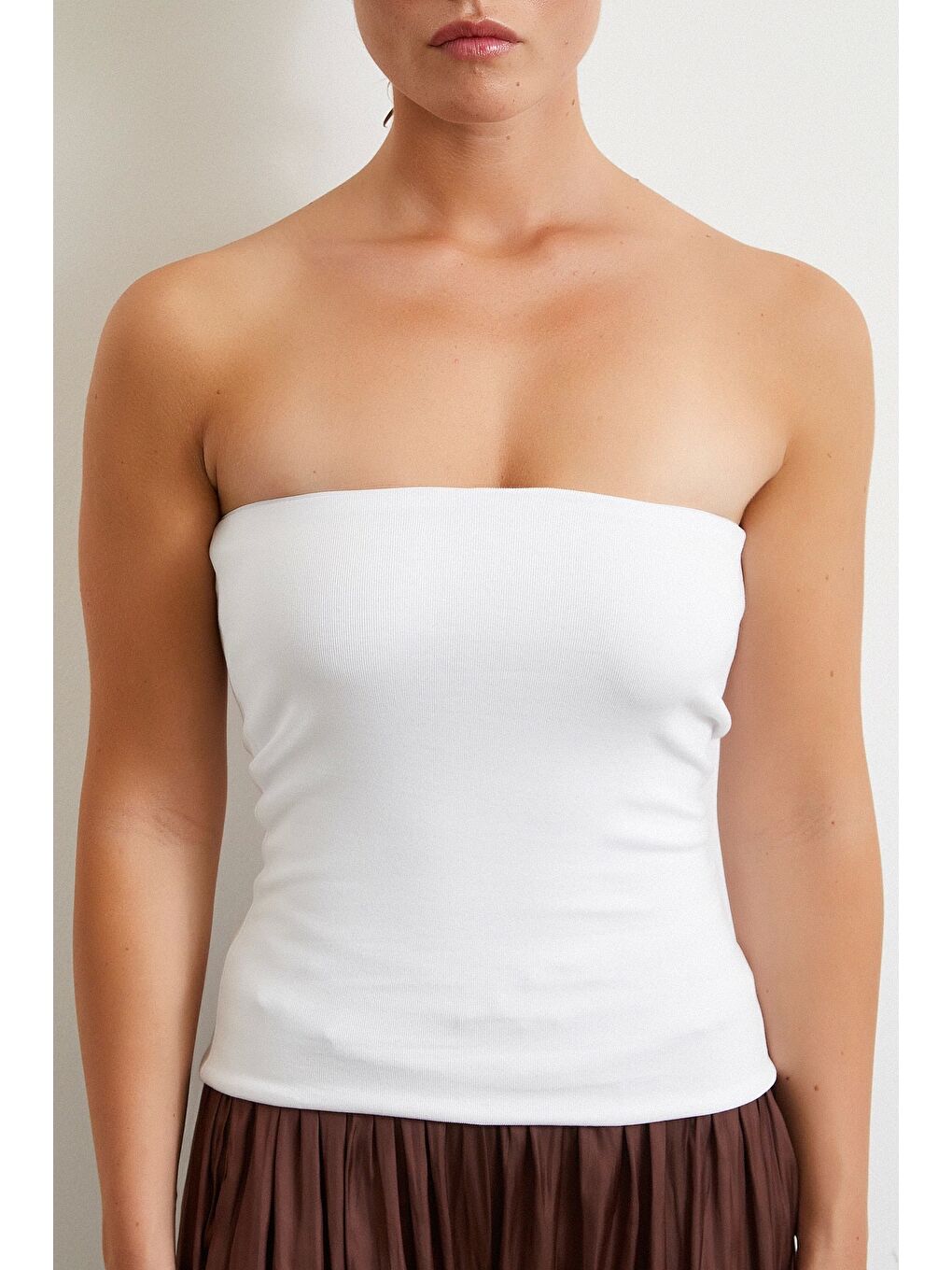 Straplez Top Beyaz-4