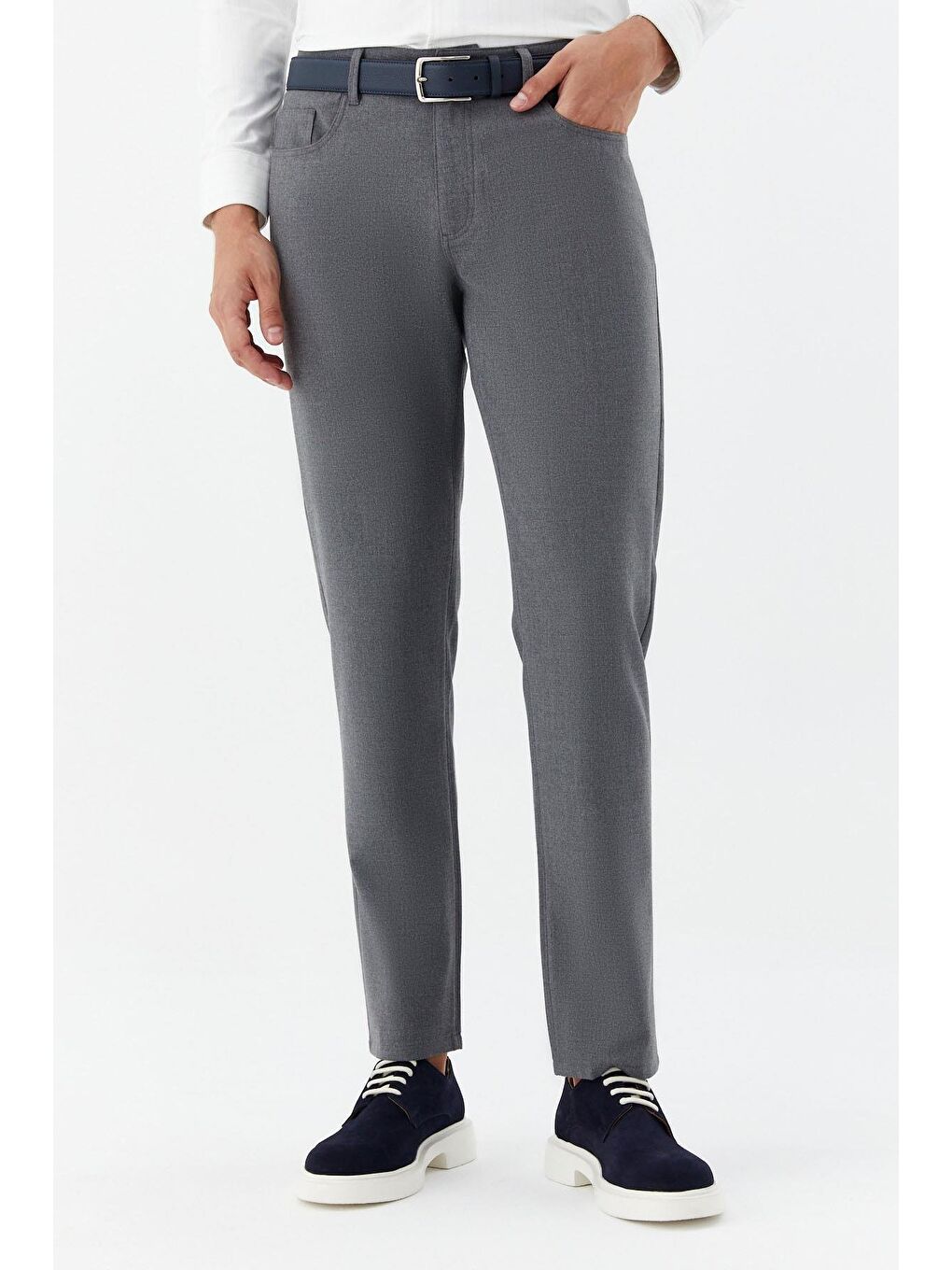 Gri Regular Fit Yan Cepli Jogger Erkek Pantolon-2