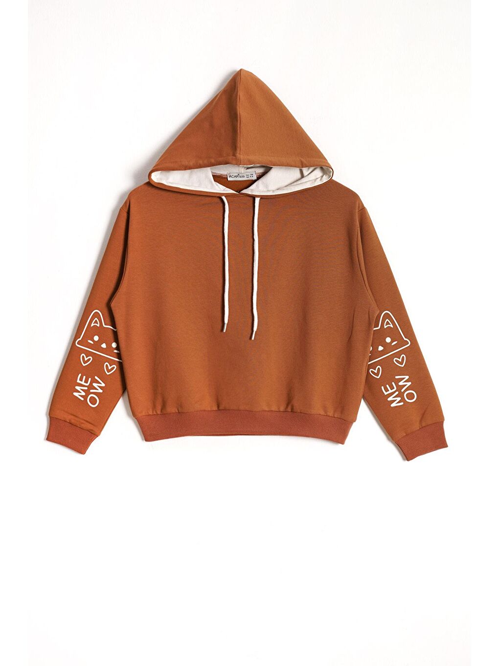 Kahverengi Kapüşonlu Kız Çocuk Sweatshirt