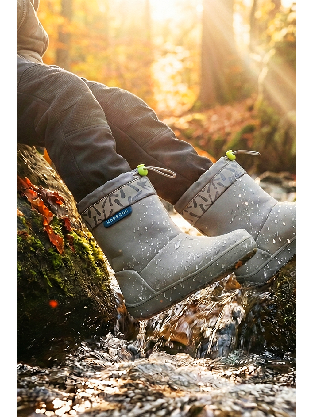 Rain Boots Süper Mat Havalı Gri Suya Ve Soğuğa Dayanıklı Barefoot Çocuk Botu-5