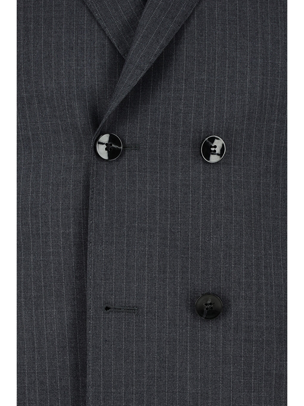 Antrasit Regular Fit Çizgili Kruvaze Takım Elbise-3