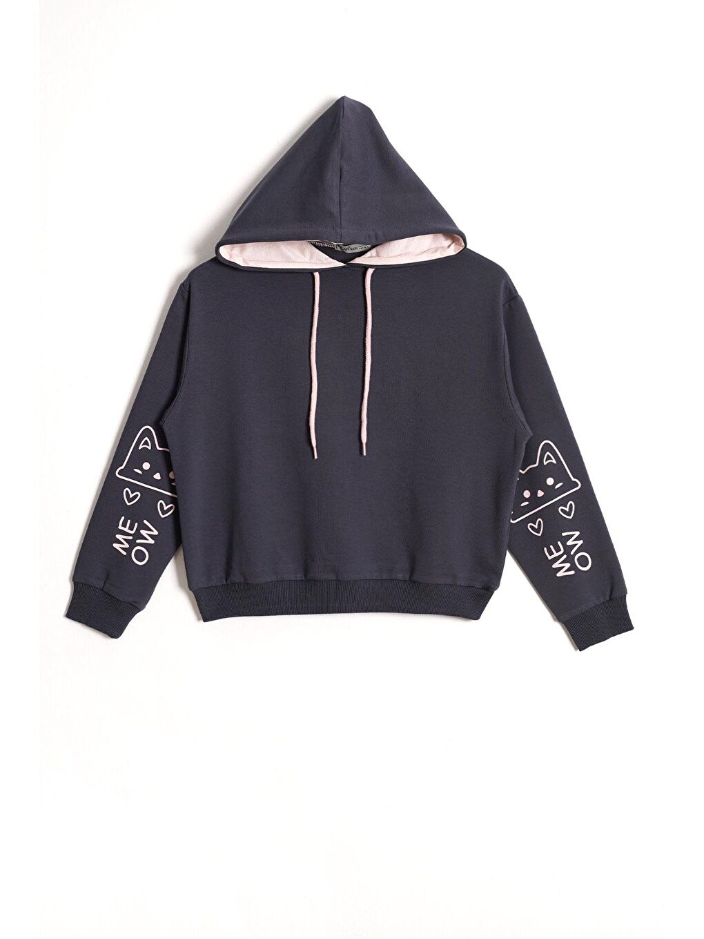 Gri Kapüşonlu Kız Çocuk Sweatshirt