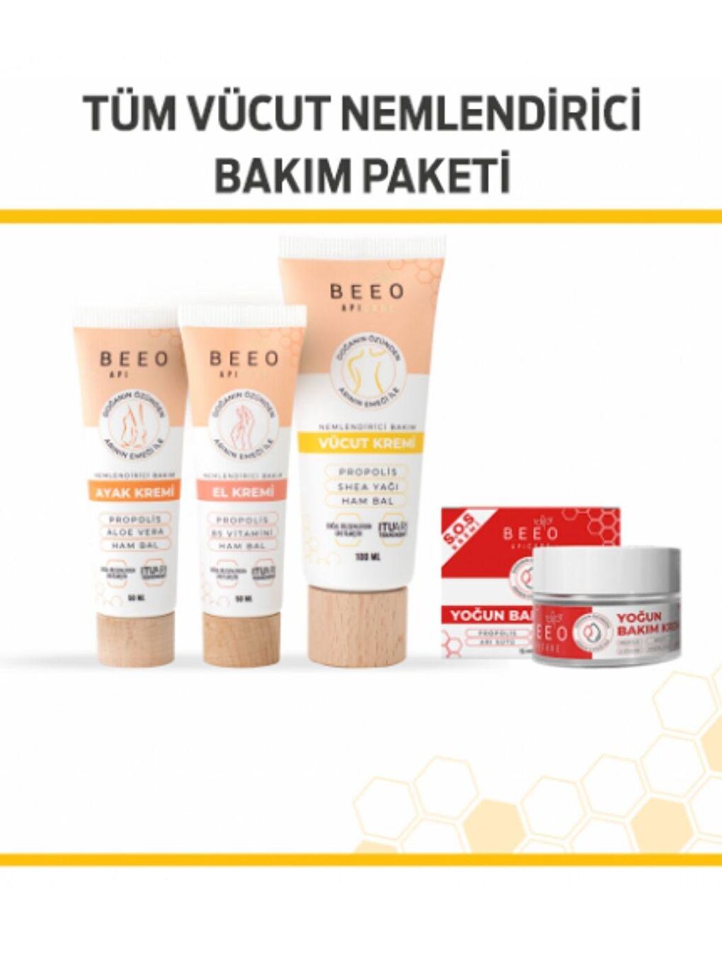 bee'o propolis Renksiz Beeo Tüm Vücut Nemlendirici Bakım Paketi