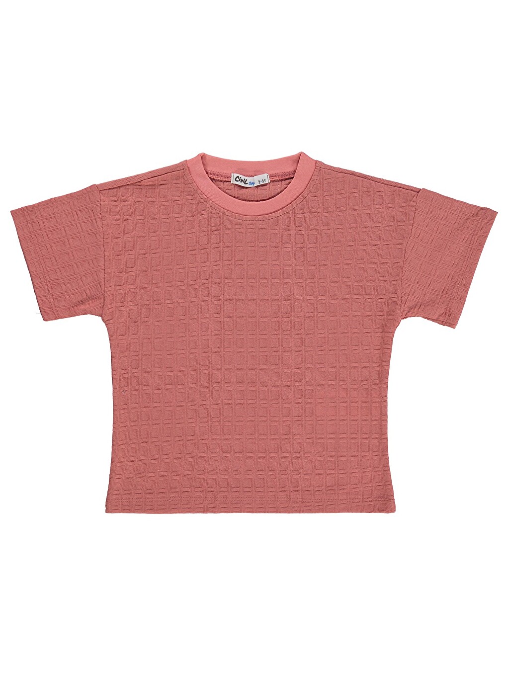 Boys Kare Dokulu 2-5 Yaş Tişört - Pembe