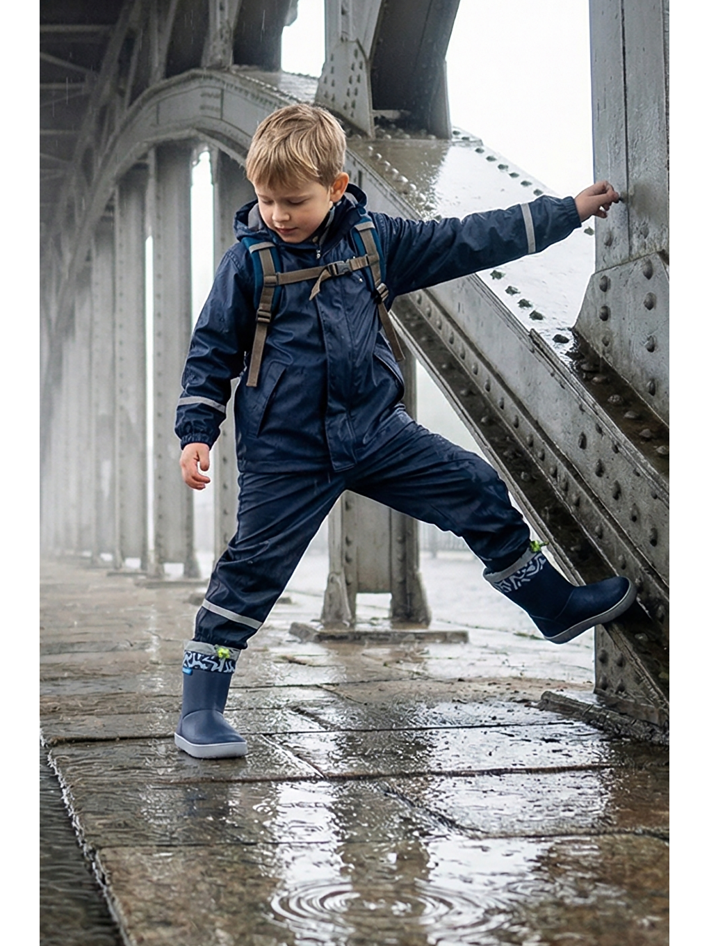 Rain Boots Süper Mat Lacivert Suya Ve Soğuğa Dayanıklı Barefoot Çocuk Botu-3