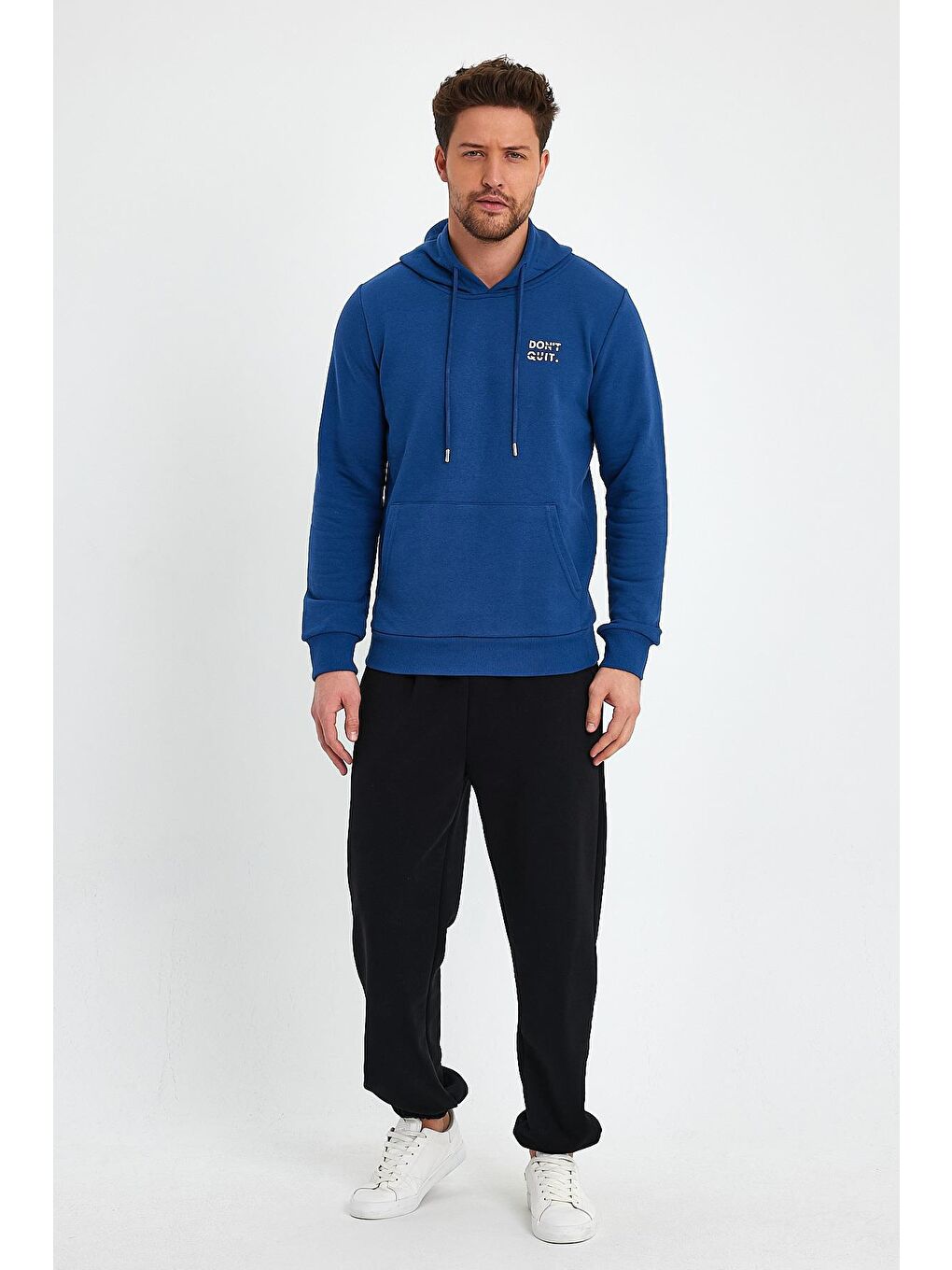 Mavi Erkek Dont Quit Baskılı 3 İplik Kapüşonlu Hoodie Sweatshirt-1