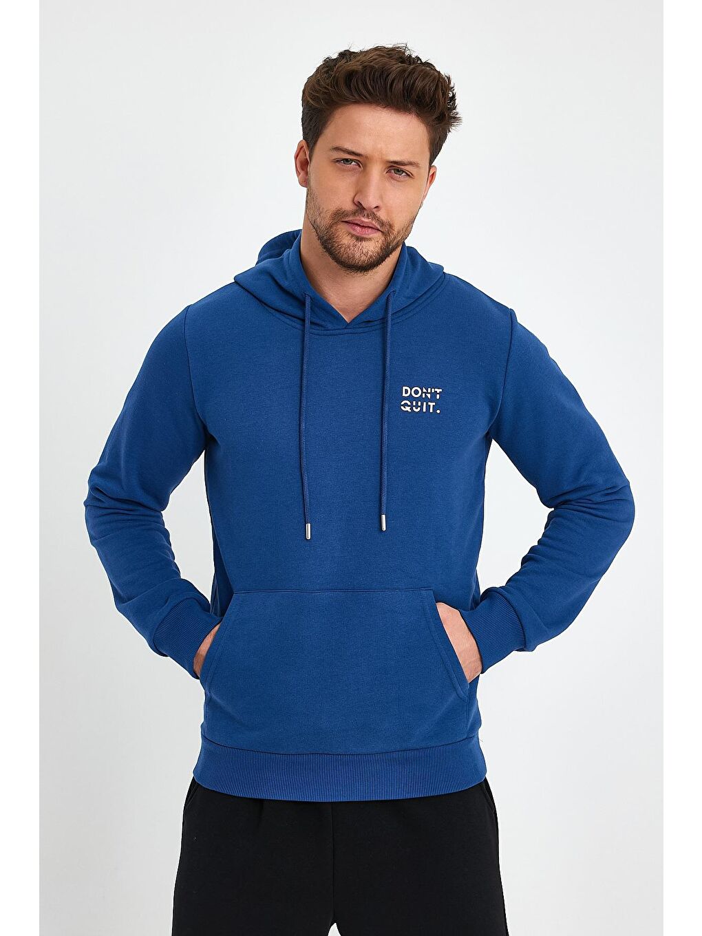 Mavi Erkek Dont Quit Baskılı 3 İplik Kapüşonlu Hoodie Sweatshirt-2